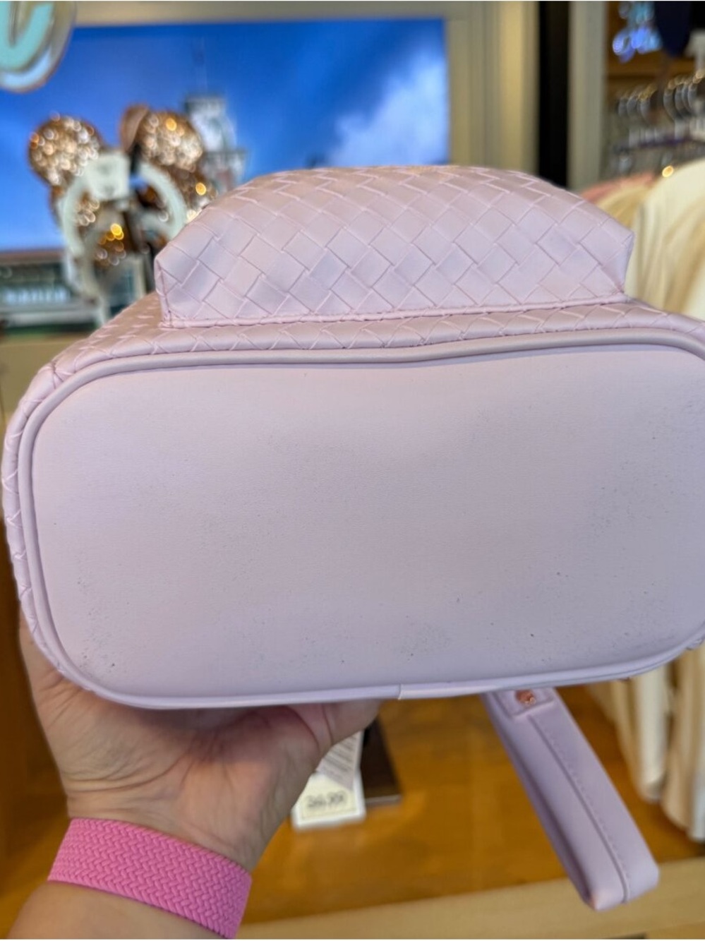 Disney Parks Loungefly Mini Backpack - Blush Pink Woven Mickey - Picture 6 of 10
